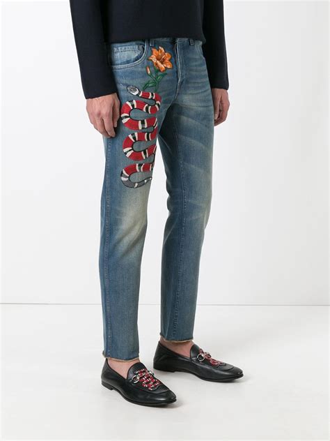 gucci men's embroidered jeans|gucci jeans men's price.